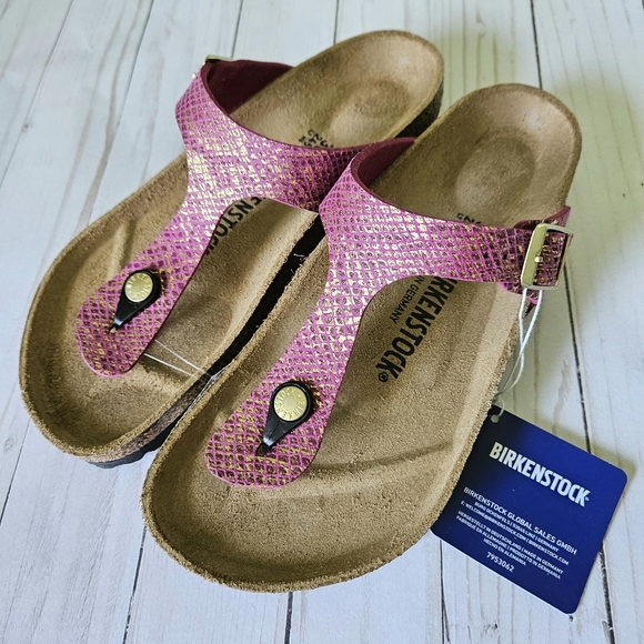 Birkenstock Shoes - New Birkenstock Gizeh Python Fuchsia Sandals EU 38 US 7/7.5 T-Strap Flip Flops